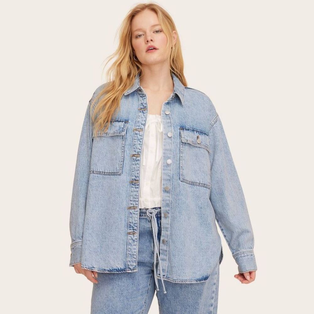 Parke - Women's Long Sleeve Denim Shacket - Parke Light Wa Light Wash
